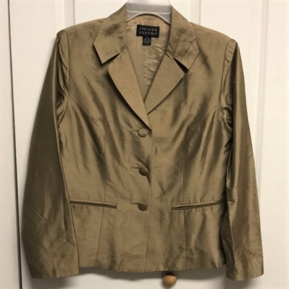 Spenser Jeremy Jackets & Blazers - Spenser Jeremy Gold Silk Blazer Size 10